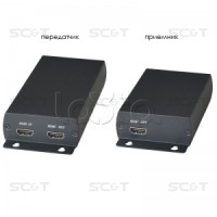 Комплект (передатчик + приёмник) для передачи HDMI по одному кабелю витой пары SC&T HE03